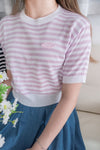 Cherry Vintage 透氣線料輕復古條紋短身百搭, Top/ TP8863