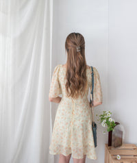 Orange Lily 清新飄逸淡黃橙花包裹領口, Dress/ DS9226