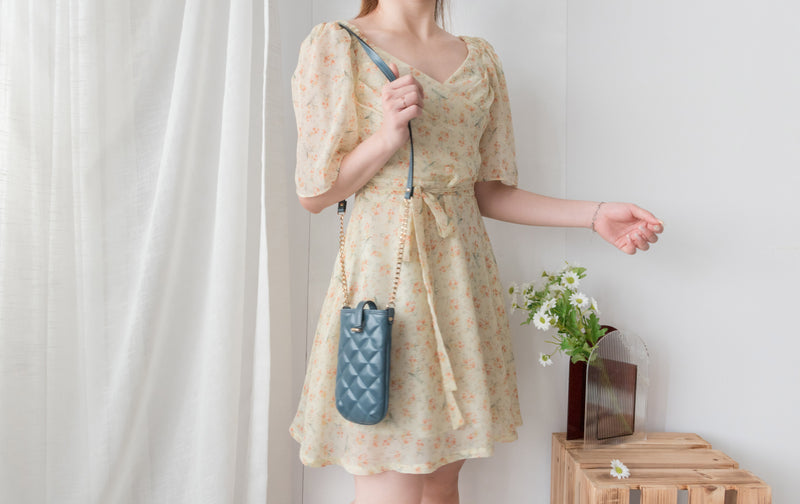 Orange Lily 清新飄逸淡黃橙花包裹領口, Dress/ DS9226
