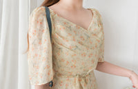 Orange Lily 清新飄逸淡黃橙花包裹領口, Dress/ DS9226