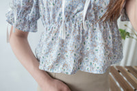 Blue Daisy 水彩藍配活潑小碎花上衣, Blouse/ BU8940