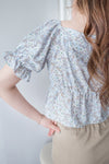 Blue Daisy 水彩藍配活潑小碎花上衣, Blouse/ BU8940