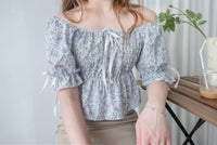 Blue Daisy 水彩藍配活潑小碎花上衣, Blouse/ BU8940