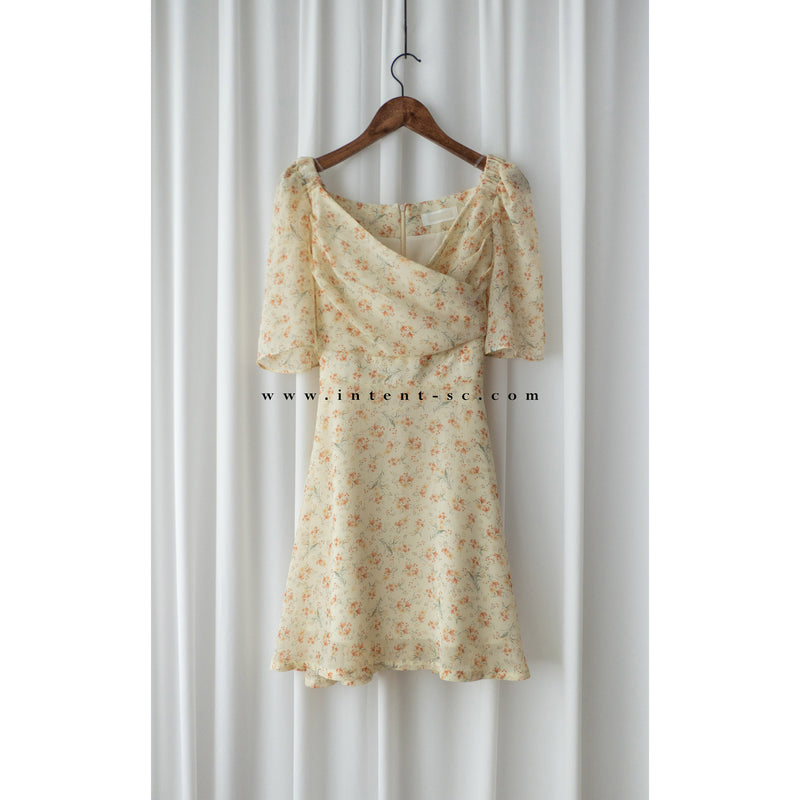 Orange Lily 清新飄逸淡黃橙花包裹領口, Dress/ DS9226