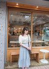 Chiffon Floral 低調白花傘型魚尾修腰半身裙, Skirt/ SK8709