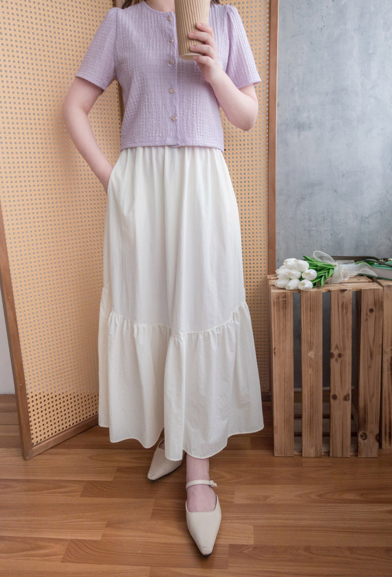 2-way White 淺色系兩種設計傘型口袋半身裙, Skirt/ SK8715