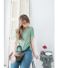 Asymmetric 舒適冰絲織紋側束帶衣尾, Top/ TP8888 (ivory sold out)