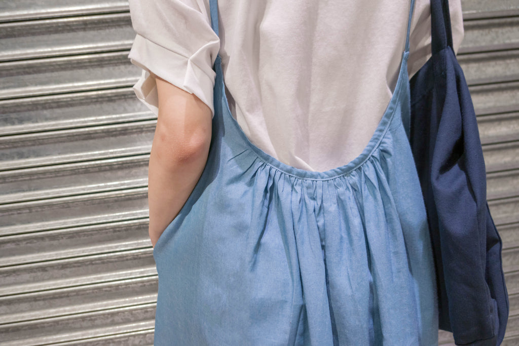Denim Alice 背部設計吊帶口袋牛仔裙, Dress/ DS9304