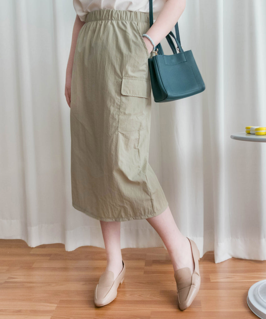 Avocado 牛油果綠色側袋工裝後開叉半身裙, Skirt/ SK8736
