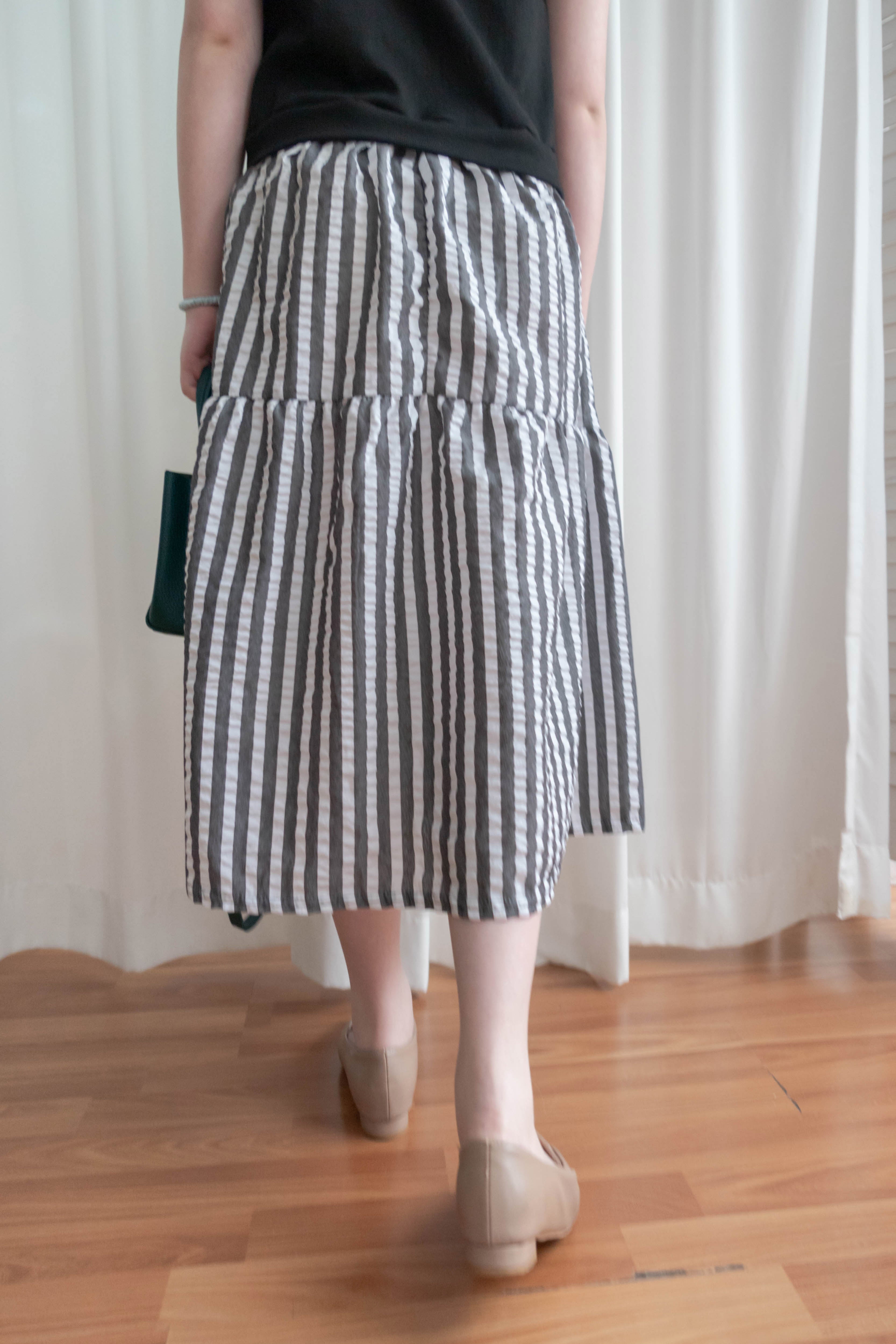 Daily Stripe 黑白條紋假兩件連身裙, Dress/ DS9316