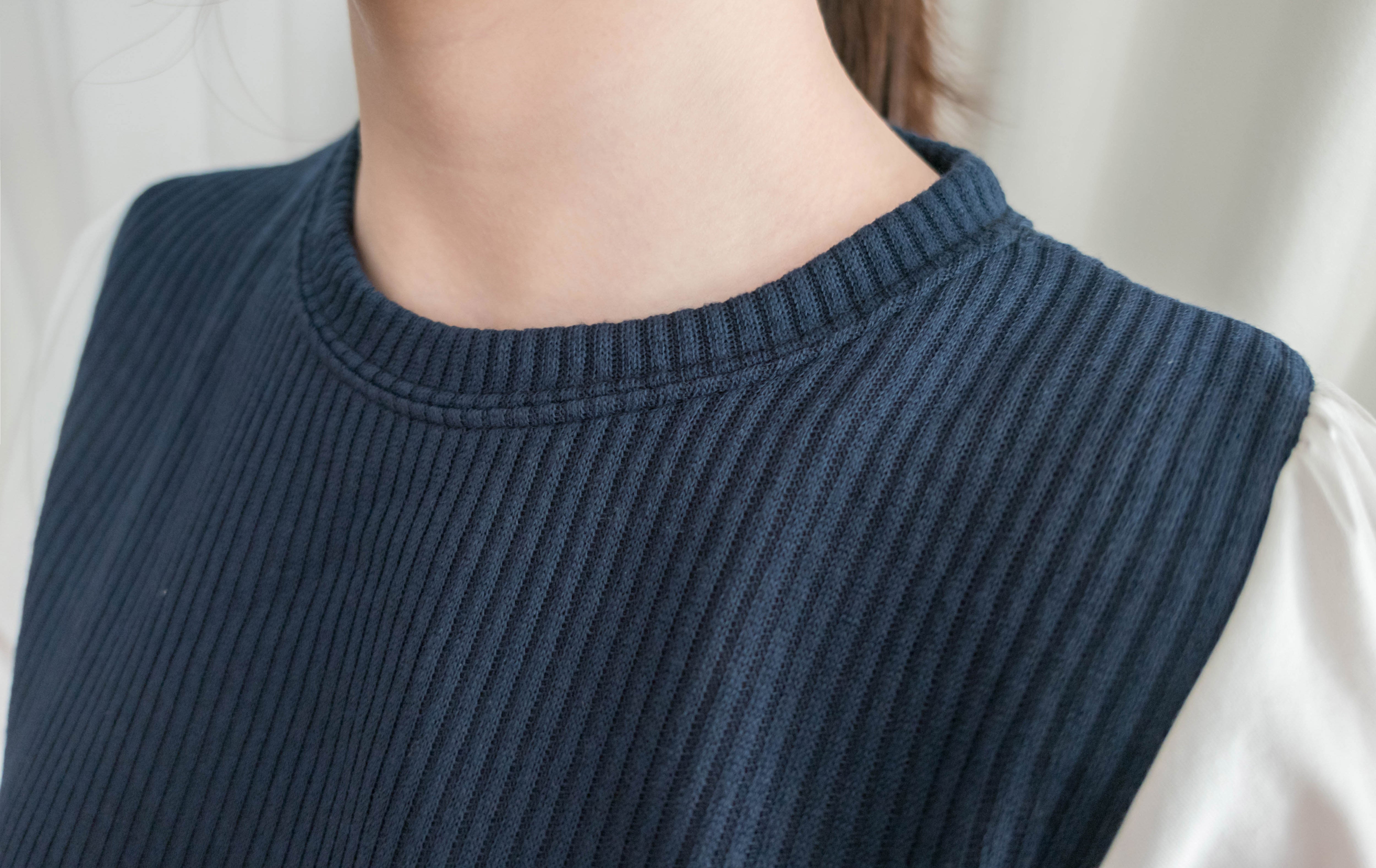 Knit Shirt 知性假兩件恤衫加彈性針織背心連身裙, Dress/ DS9326