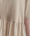 Beige 彈性棉質皺褶腰間大擺連身裙, Dress/ DS9321
