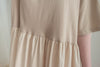 Beige 彈性棉質皺褶腰間大擺連身裙, Dress/ DS9321