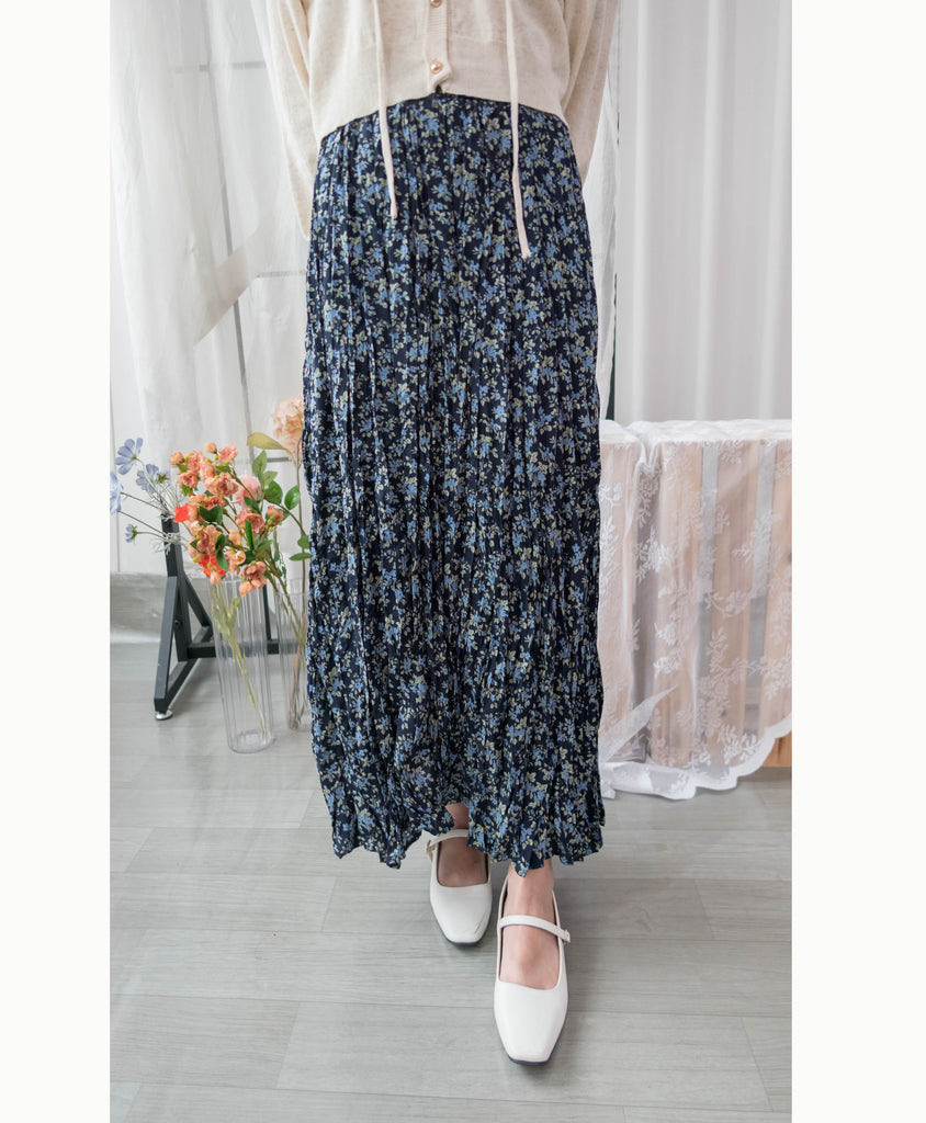 Blue Daisy 小藍花遮肉皺皺寬鬆直身, Skirt / SK8733