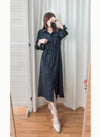 [限量現貨回歸] Navy 微光澤雙口袋修腰知性連身裙或外套, Dress/ DS9324