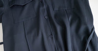 [限量現貨回歸] Navy 微光澤雙口袋修腰知性連身裙或外套, Dress/ DS9324