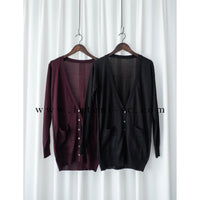 Thin Knit 溫柔百搭雙口袋薄針織中長外套, Cardigan / CD8121