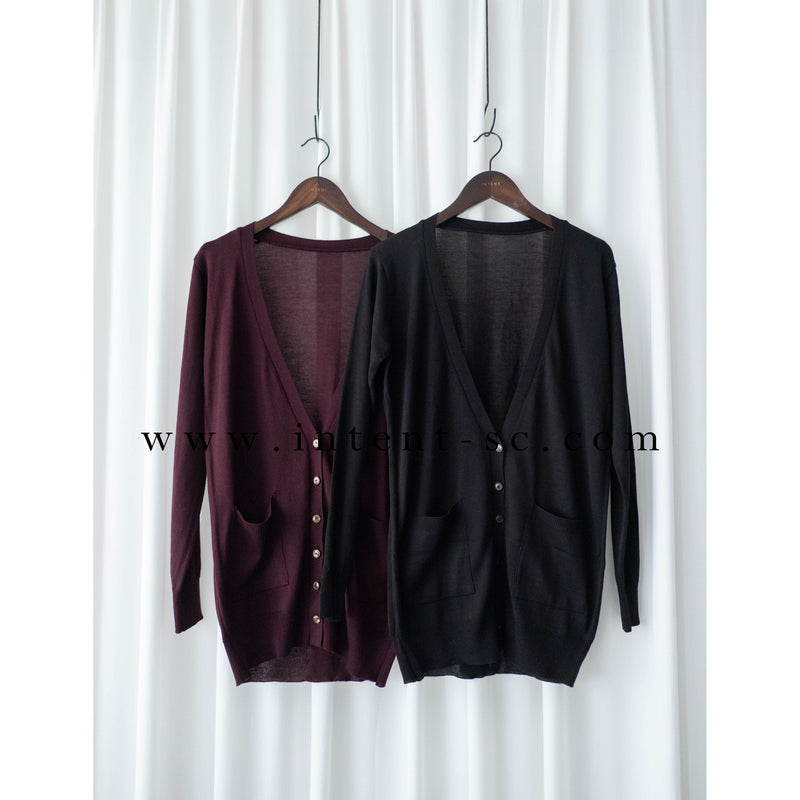 Thin Knit 溫柔百搭雙口袋薄針織中長外套, Cardigan / CD8121