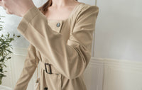 Trench 方領風衣雙排鈕雲石腰帶連身裙, Dress/ DS9333 （navy sold out)