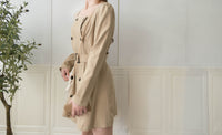 Trench 方領風衣雙排鈕雲石腰帶連身裙, Dress/ DS9333 （navy sold out)