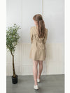Trench 方領風衣雙排鈕雲石腰帶連身裙, Dress/ DS9333 （navy sold out)