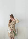 Trench 方領風衣雙排鈕雲石腰帶連身裙, Dress/ DS9333 （navy sold out)