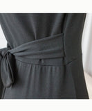 Cotton Ballet 黑色輕盈優雅彈性棉質疊領口, Dress/ DS9336