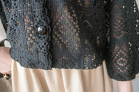 Black Rhombus 黑色菱格通花細緻衣邊上衣或外套, Top or Outer/ TP8918  (不設訂貨款)