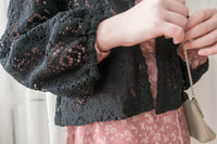Black Rhombus 黑色菱格通花細緻衣邊上衣或外套, Top or Outer/ TP8918  (不設訂貨款)