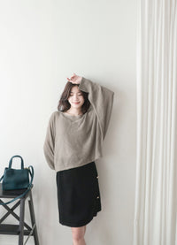 [百搭特別款⏰限時加開訂貨✨］Cape 船領披肩蝙蝠袖寬鬆薄線衫, Knit Top/TP8913