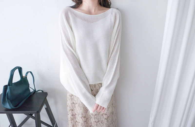 [百搭特別款⏰限時加開訂貨✨］Cape 船領披肩蝙蝠袖寬鬆薄線衫, Knit Top/TP8913