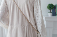 【intent X Korea label】 Beige Vest  淺杏暗紋微絨口袋腰間大百褶, Dress/  DS9369