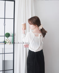 Suede Shine 後背蝴蝶光澤絨面橡筋手袖, Blouse/ TP8923 (midnight blue sold out)