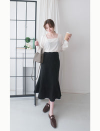 Suede Shine 後背蝴蝶光澤絨面橡筋手袖, Blouse/ TP8923 (midnight blue sold out)