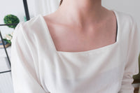 Suede Shine 後背蝴蝶光澤絨面橡筋手袖, Blouse/ TP8923 (midnight blue sold out)