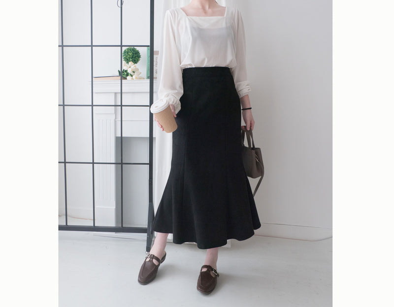 Suede Shine 後背蝴蝶光澤絨面橡筋手袖, Blouse/ TP8923 (midnight blue sold out)