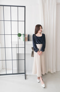 Suede Shine 後背蝴蝶光澤絨面橡筋手袖, Blouse/ TP8923 (midnight blue sold out)