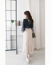 Suede Shine 後背蝴蝶光澤絨面橡筋手袖, Blouse/ TP8923 (midnight blue sold out)