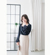 Suede Shine 後背蝴蝶光澤絨面橡筋手袖, Blouse/ TP8923 (midnight blue sold out)