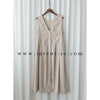【intent X Korea label】 Beige Vest  淺杏暗紋微絨口袋腰間大百褶, Dress/  DS9369