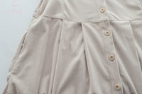 【intent X Korea label】 Beige Vest  淺杏暗紋微絨口袋腰間大百褶, Dress/  DS9369