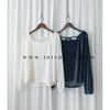 Suede Shine 後背蝴蝶光澤絨面橡筋手袖, Blouse/ TP8923 (midnight blue sold out)