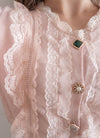 Marble Button 彈性蕾絲領口精緻鈕扣外套或上衣, Top or Blouse/ TP8943 (white sold out)