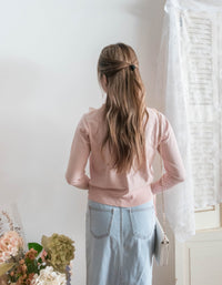 Marble Button 彈性蕾絲領口精緻鈕扣外套或上衣, Top or Blouse/ TP8943 (white sold out)