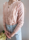 Marble Button 彈性蕾絲領口精緻鈕扣外套或上衣, Top or Blouse/ TP8943 (white sold out)