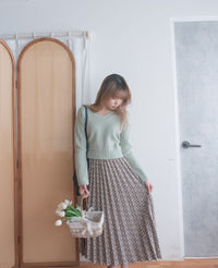 Garden Floral 優雅印花挺身百褶裙, Skirt/ SK8763 (活力焦糖花 )