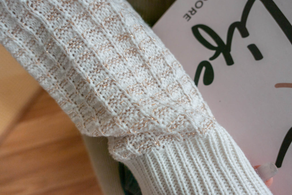 Tweed Knit 混針線十字紋彈性合身上衣, Top/ TP8938 （black sold out)