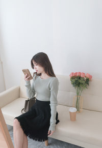 Knit Braid 全彈性扭麻花流蘇冷針裙, Skirt/ SK8768 (Ivory soldout)
