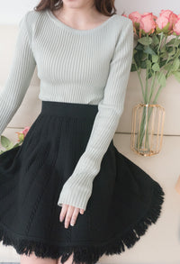 Knit Braid 全彈性扭麻花流蘇冷針裙, Skirt/ SK8768 (Ivory soldout)