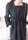 Square Neck 方領束腰後蝴蝶口袋篷篷傘形連身裙, Dress/ DS9396 (white sold out)